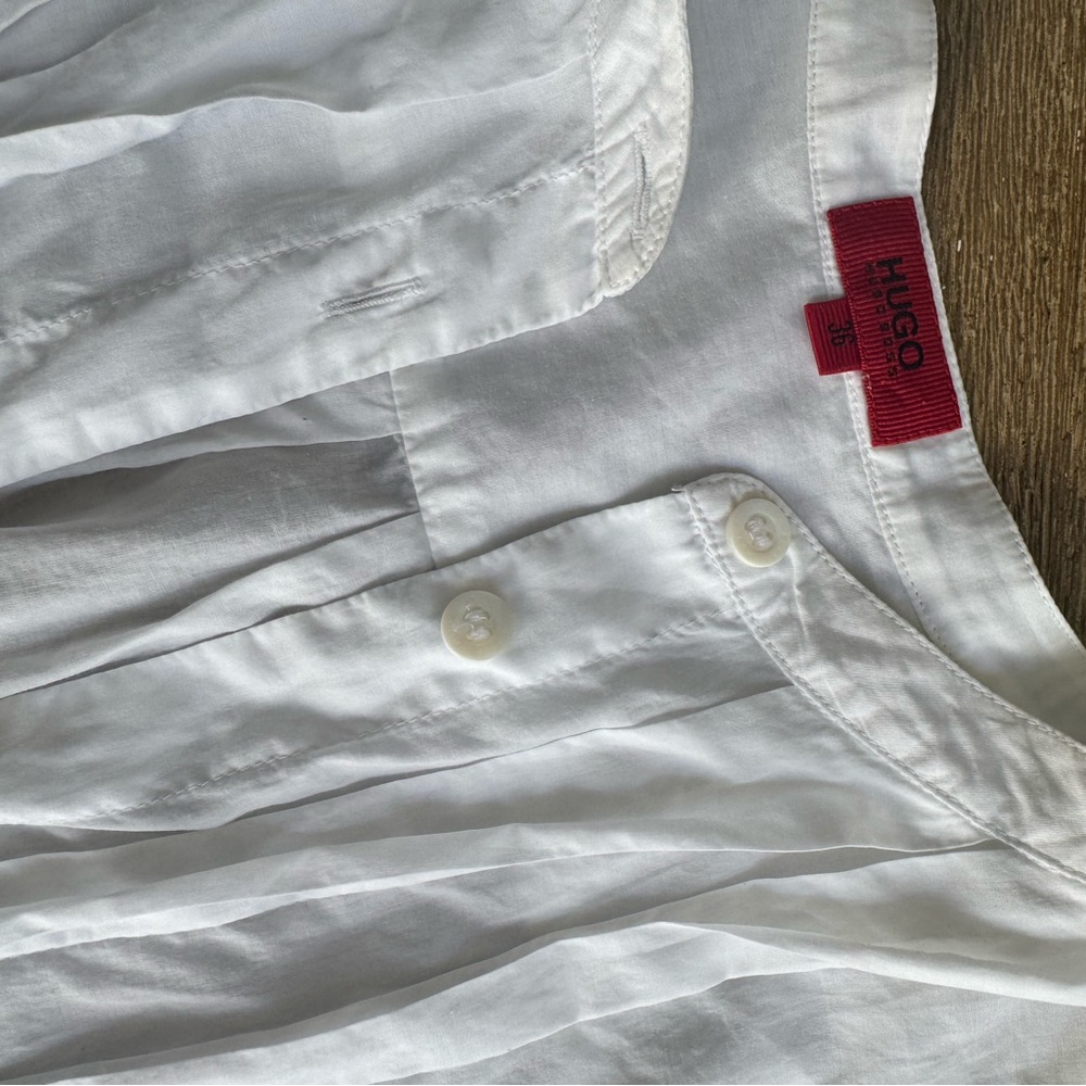 HUGO Crisp White Pleated Shirt